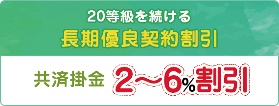 20等級を続ける 長期優良契約割引 共済掛金2～6%割引